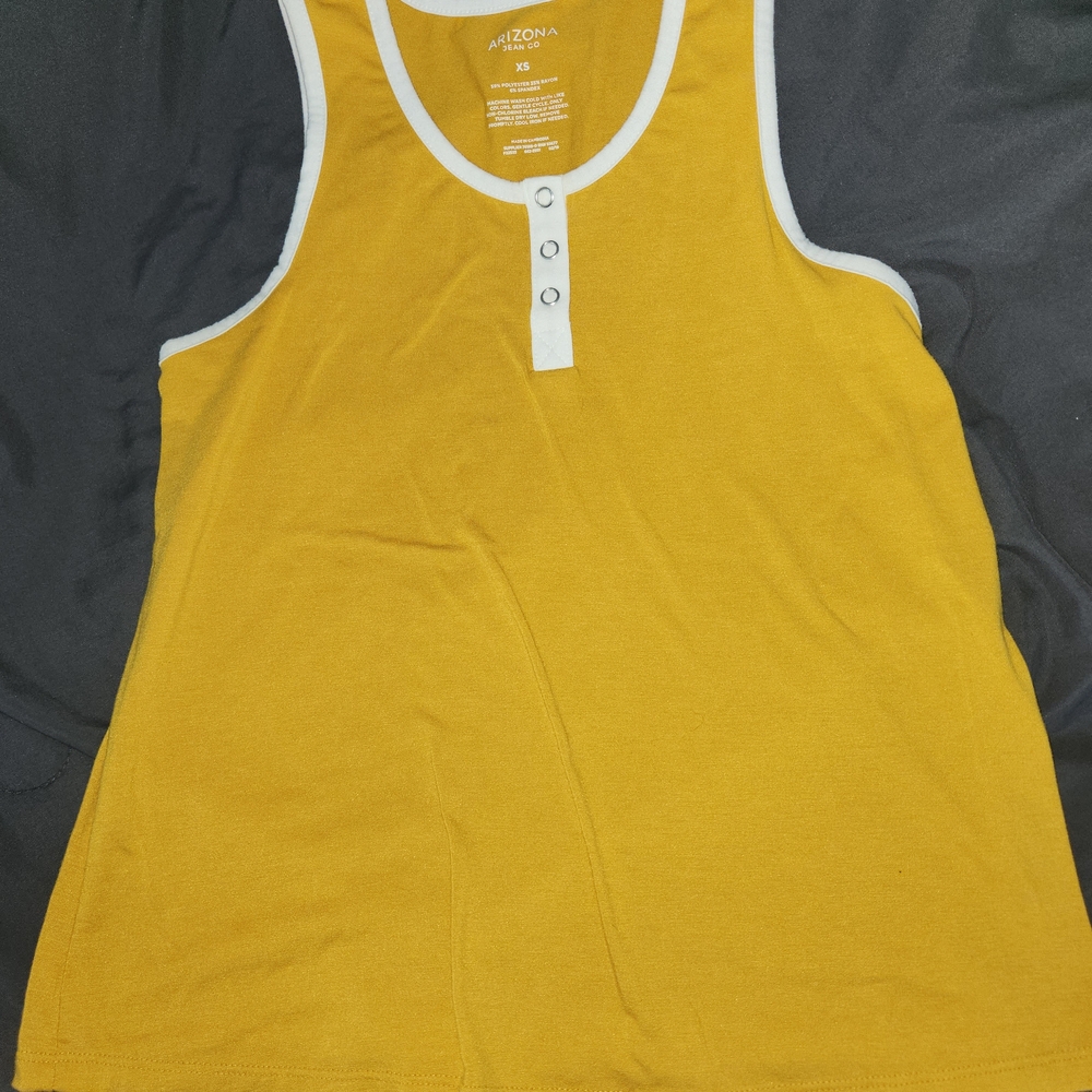 Arizona Jean Company Yellow Tank Top with White Trim
